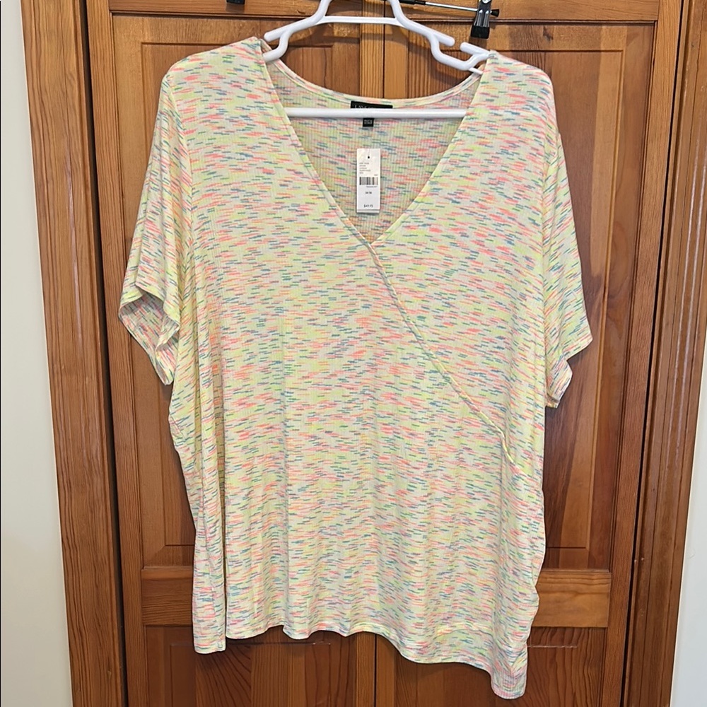 Lane Bryant Neon Multicolor Tee Plus 6X 34/36 NWT Relaxed Short Sleeve